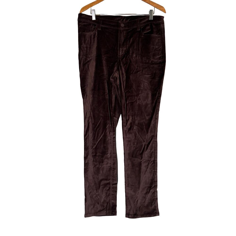 A624936 BELLE by Kim Gravel Velveteen Button Front Jeans Espresso 12